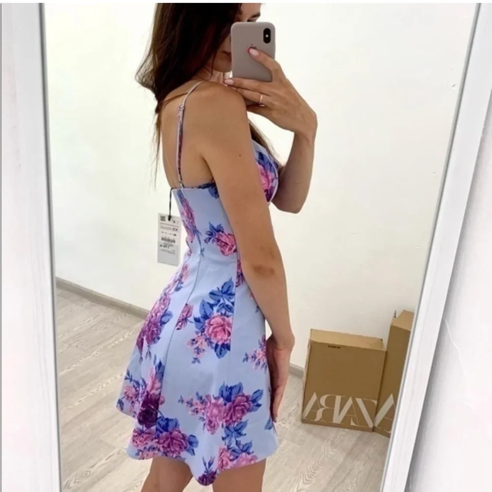 Zara Floral Print Mini Dress - Picture 6 of 8